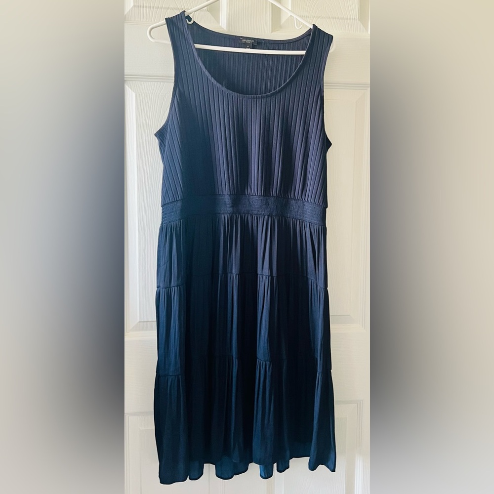 Ann Taylor Blue Sleeveless A-Line Midi Dress